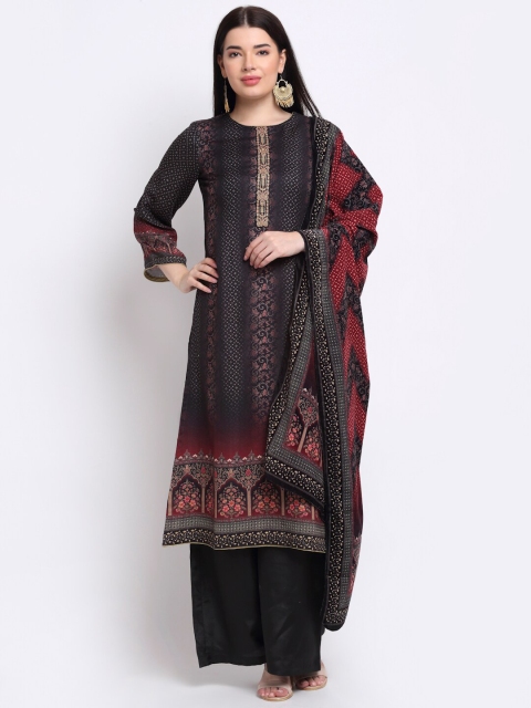 

Stylee LIFESTYLE Women Black Printed Unstitched Dress Material