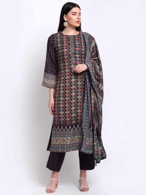 

Stylee LIFESTYLE Purple & Blue Printed Unstitched Dress Material