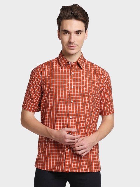 

ColorPlus Men Brown & White Opaque Checked Casual Shirt