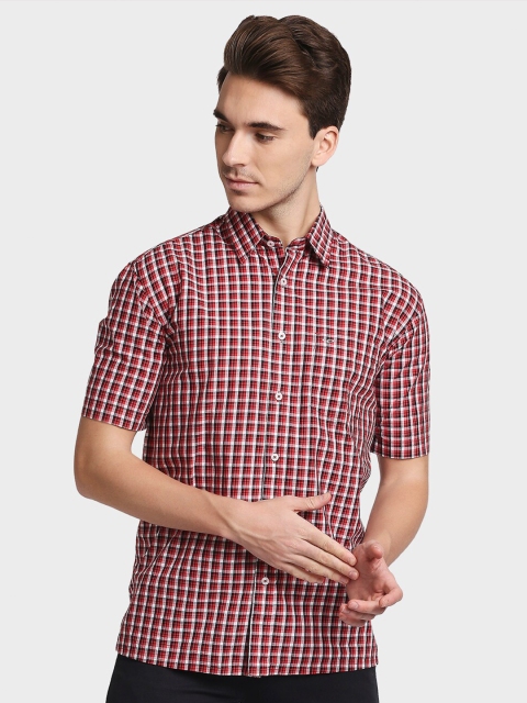 

ColorPlus Men Orange Gingham Checked Casual Shirt