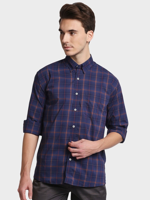 

ColorPlus Men Blue Tartan Checks Opaque Checked Casual Shirt