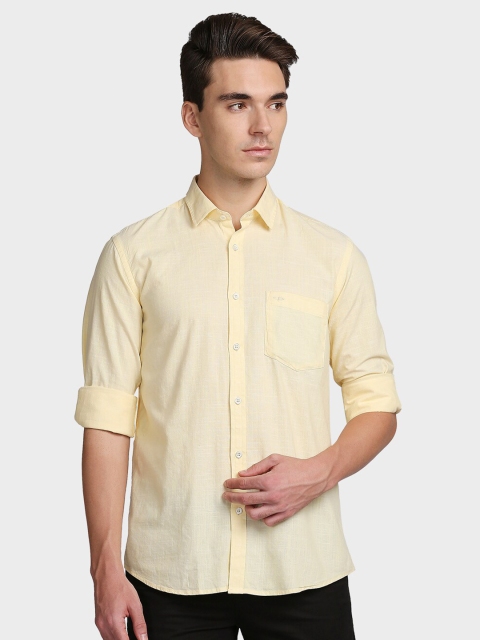 

ColorPlus Men Yellow Tailored Fit Opaque Casual Shirt