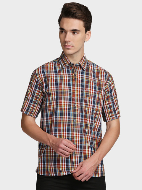 

ColorPlus Men Maroon Tartan Checks Cotton Casual Shirt