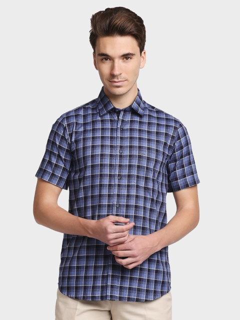 

ColorPlus Men Blue Opaque Checked Casual Shirt
