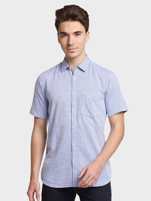 

ColorPlus Men Blue Opaque Checked Casual Shirt