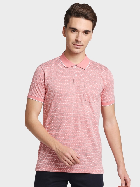 

ColorPlus Men Pink Printed Polo Collar Pockets T-shirt