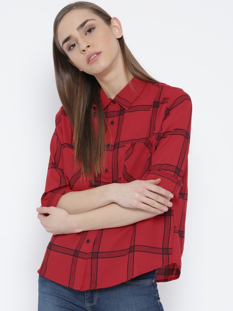 

Silly People Women Red & Black Checked Casual Shirt
