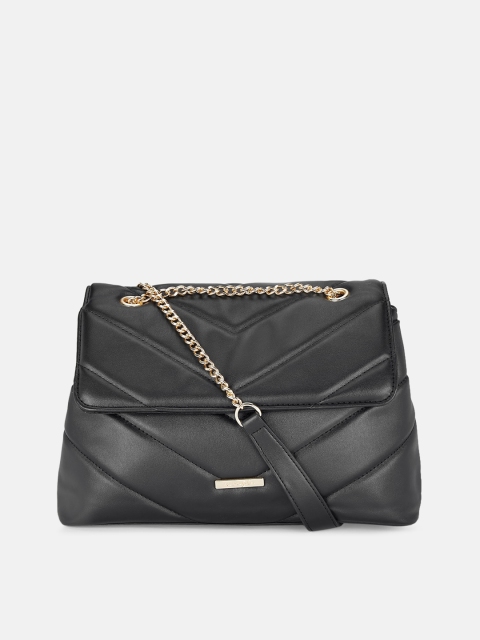 

Forever Glam by Pantaloons Black Textured PU Structured Sling Bag with Quilted