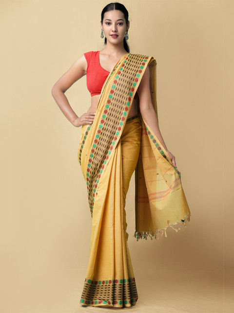 

Unnati Silks Brown & Red Pure Cotton Kanjeevaram Saree