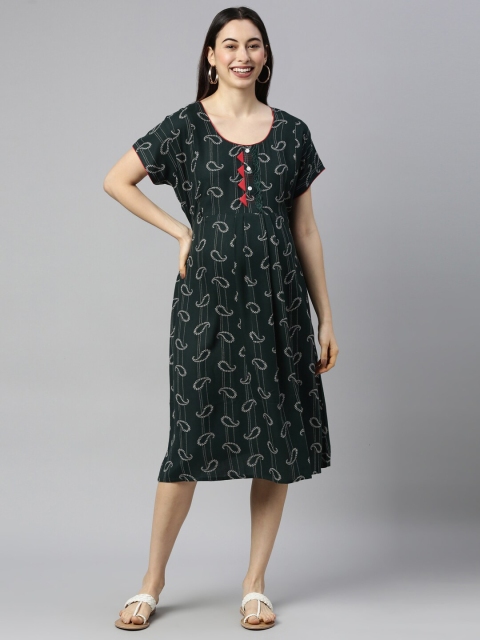 

GOLDSTROMS Green Maternity Cotton Midi Dress
