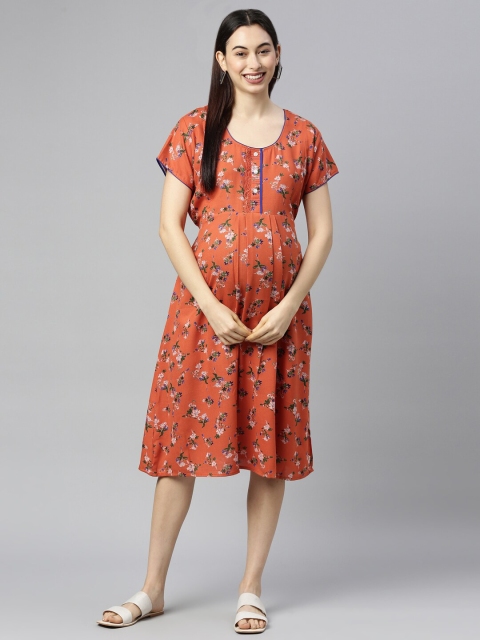 

GOLDSTROMS Woman Orange Floral Maternity Dress
