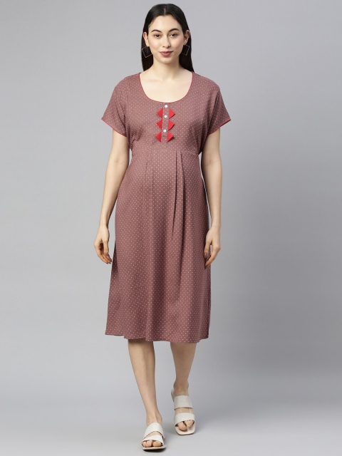 

GOLDSTROMS Coffee Brown Maternity A-Line Cotton Midi Dress