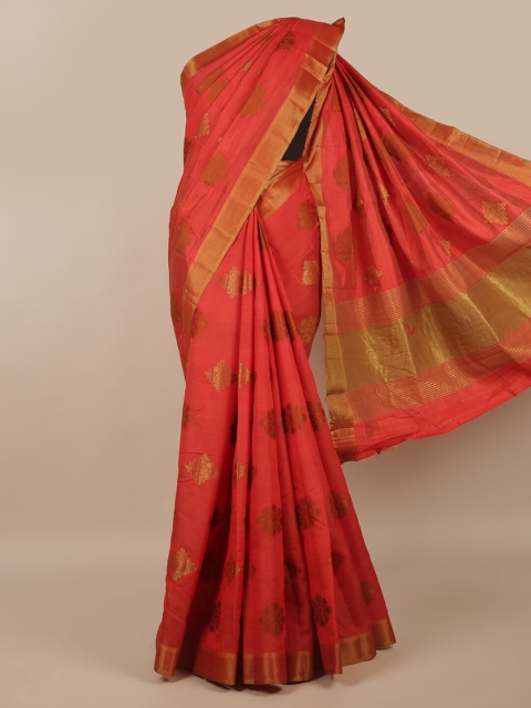 

Pothys Rust & Gold-Toned Woven Design Zari Jute Silk Saree
