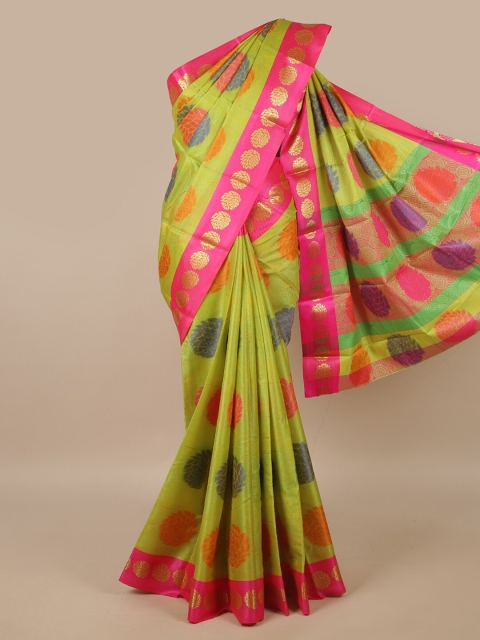

Pothys Green & Pink Woven Design Saree