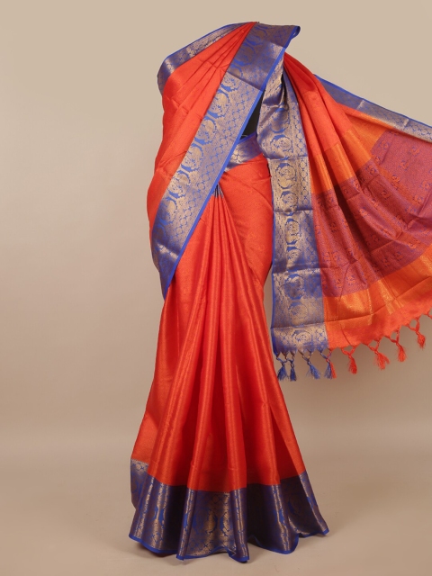 

Pothys Red & Blue Zari Saree