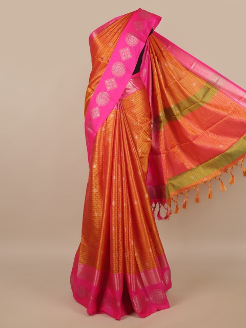 

Pothys Mustard & Pink Woven Design Saree