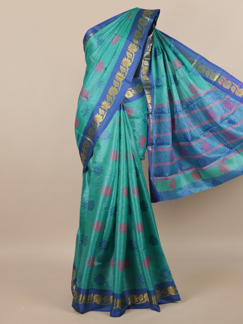 

Pothys Blue & Green Ethnic Motifs Zari Saree