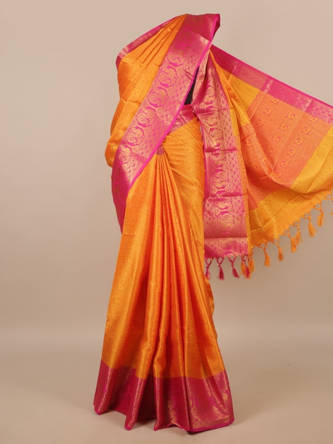 

Pothys Mustard & Fuchsia Woven Design Zari Saree