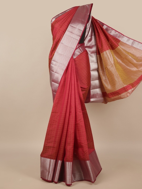 

Pothys Maroon & Gold-Toned Woven Design Zari Jute Silk Saree