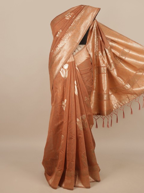 

Pothys Brown & Silver-Toned Woven Design Saree
