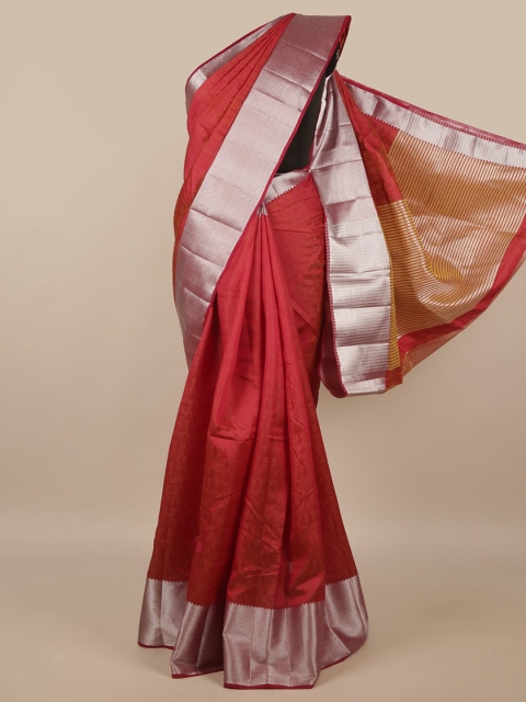 

Pothys Maroon & Silver-Toned Zari Jute Silk Saree