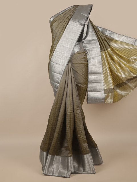 

Pothys Grey & Silver-Toned Woven Design Jute Silk Saree