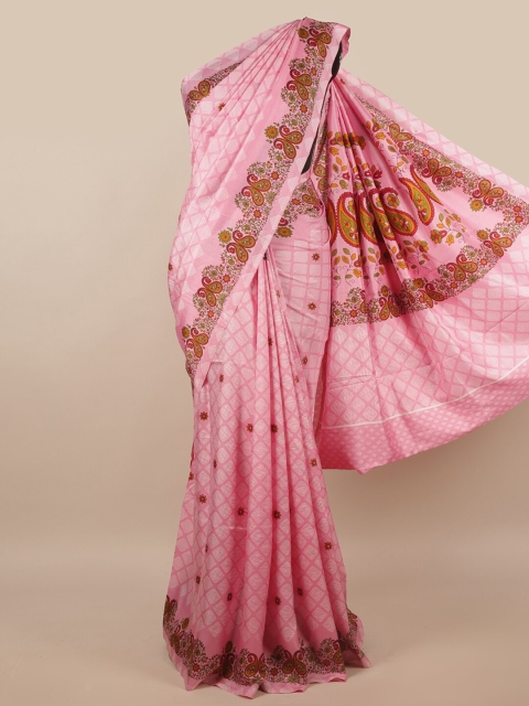 

Pothys Pink & Brown Paisley Saree