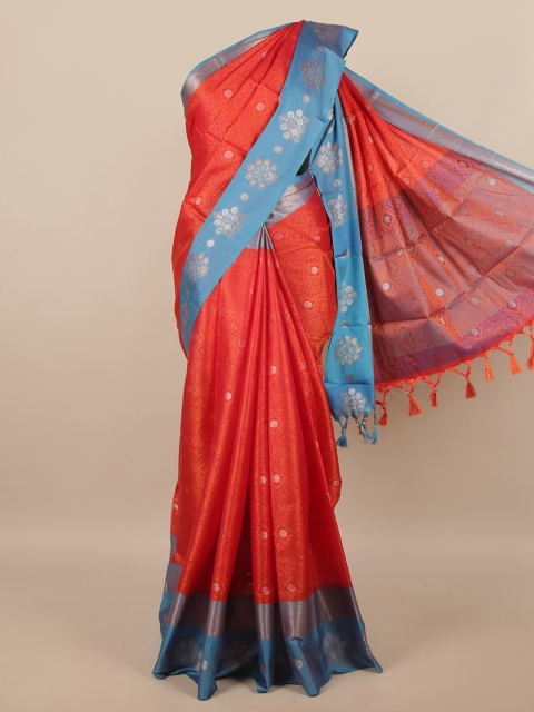 

Pothys Red & Blue Ethnic Motifs Zari Saree