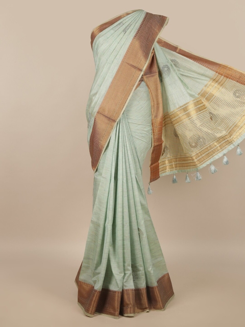 

Pothys Green & Gold-Toned Ethnic Motifs Zari Saree