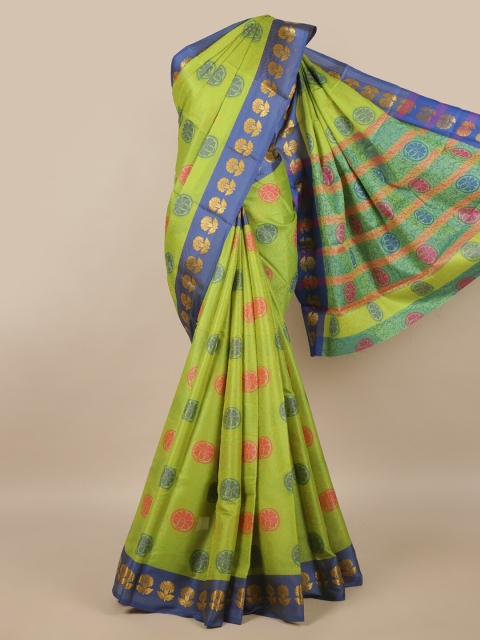 

Pothys Green & Blue Floral Jute Silk Saree
