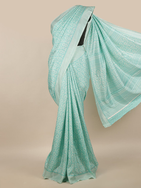 

Pothys Teal & White Floral Saree