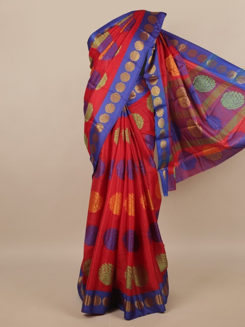 

Pothys Maroon & Blue Ethnic Motifs Zari Saree