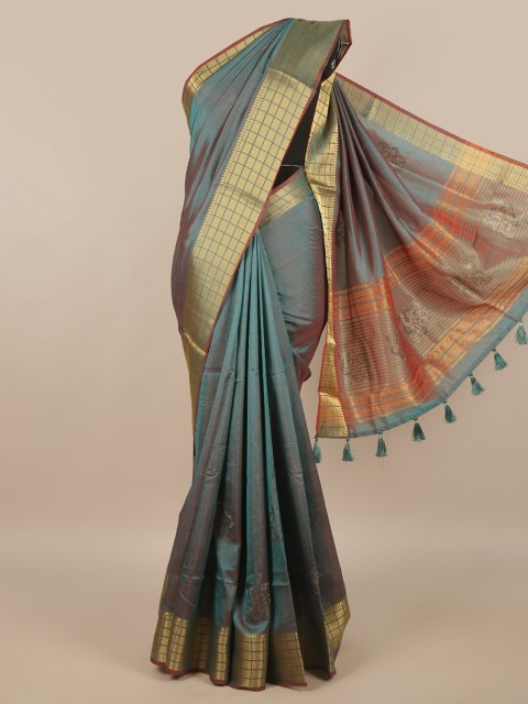 

Pothys Green & Gold-Toned Zari Saree
