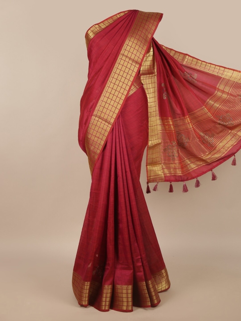 

Pothys Maroon & Gold-Toned Saree