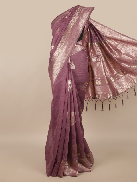

Pothys Purple & Gold-Toned Ethnic Motifs Zari Saree