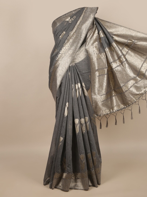 

Pothys Grey & Gold-Toned Woven Design Saree