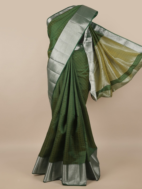 

Pothys Green & Silver-Toned Woven Design Zari Jute Silk Saree