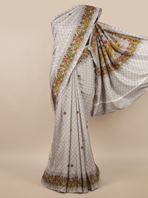 

Pothys Grey & Green Ethnic Motifs Saree