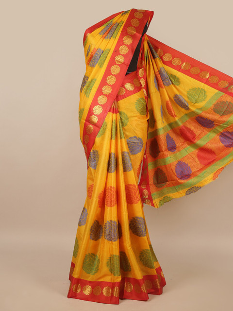 

Pothys Yellow & Red Ethnic Motifs Zari Saree