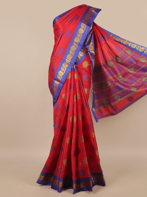 

Pothys Maroon & Blue Woven Design Zari Saree