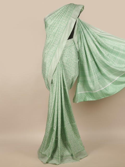 

Pothys Green & White Ethnic Motifs Saree