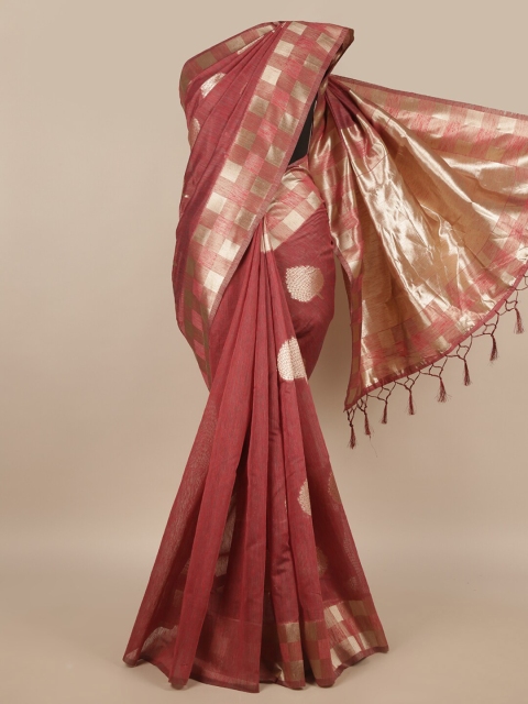 

Pothys Rust & Gold-Toned Ethnic Motifs Zari Saree