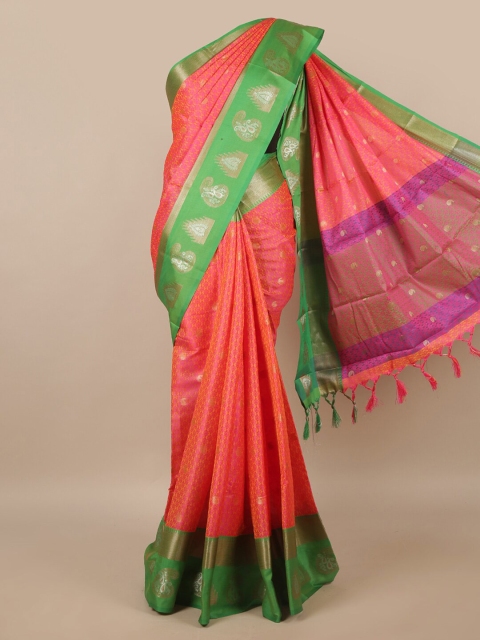 

Pothys Pink & Green Paisley Zari Saree