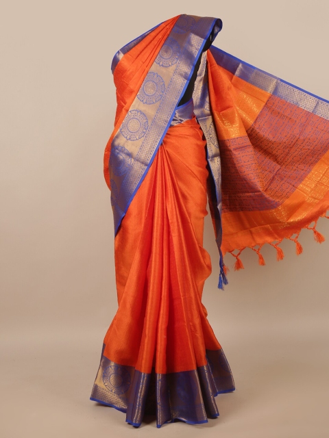 

Pothys Orange & Blue Woven Design Saree