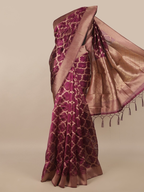 

Pothys Purple & Gold-Toned Zari Saree