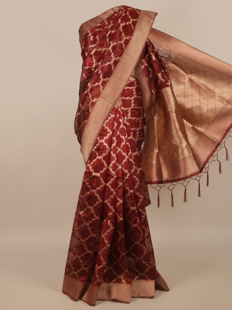 

Pothys Red & Gold-Toned Ethnic Motifs Zari Saree