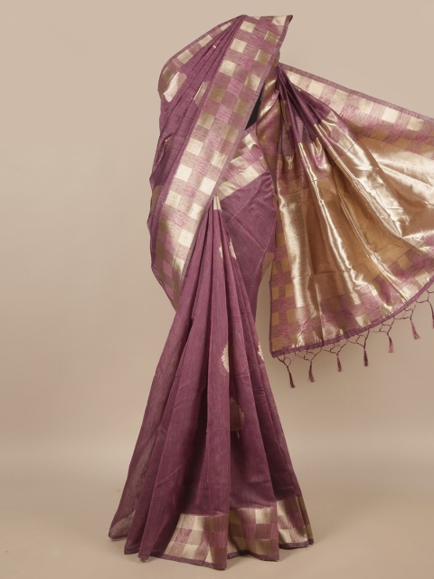 

Pothys Purple & Gold-Toned Ethnic Motifs Zari Saree