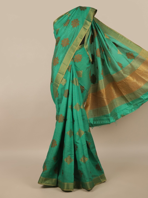

Pothys Green Ethnic Motifs Zari Jute Silk Saree