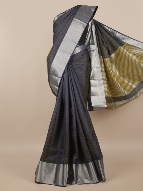 

Pothys Blue & Silver-Toned Ethnic Motifs Zari Jute Silk Saree