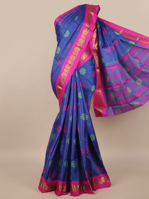 

Pothys Blue & Pink Woven Design Zari Jute Silk Saree